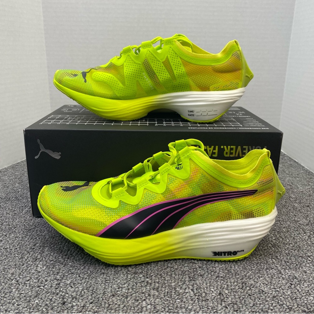 Puma FAST-FWD Nitro Elite Rush Running Shoes Lime Black Pink Neon Comfy Women 8